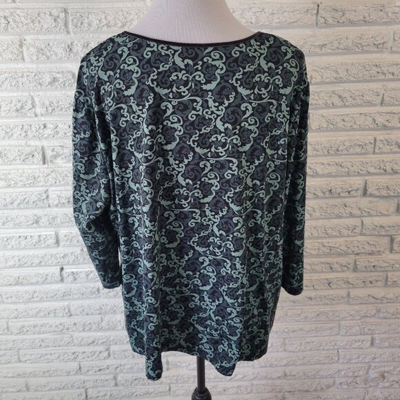 Apostrophe Womens Top 24W 26W Plus 3/4 Sleeve Blue Abstract Comfy GEO46E - Picture 6 of 9